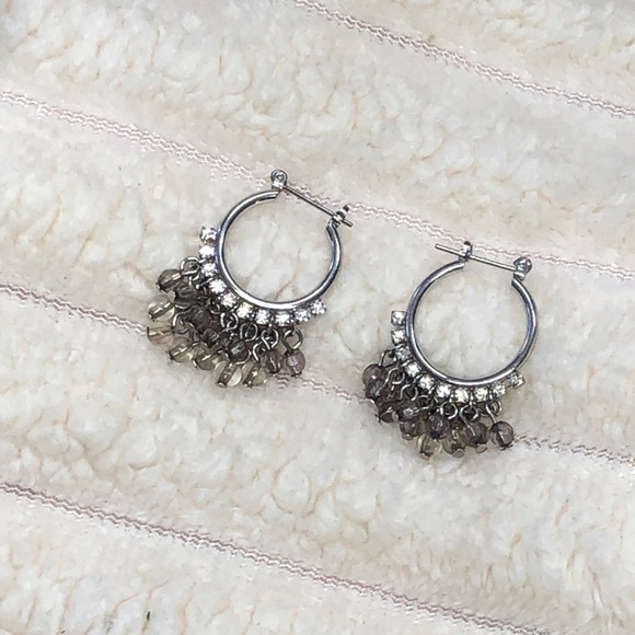 Jewelry - Clear Stone Dangle bead Hoops